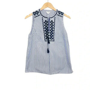 J. Crew Embroidered Striped Tank Top Size 2